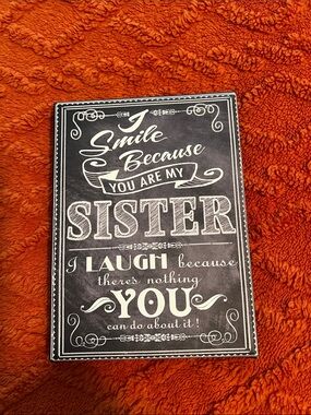Chalkboard-Style 'Sister' Wall Plaque – Black. On canvas